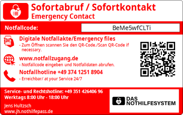 NotHilfePass Rückseite